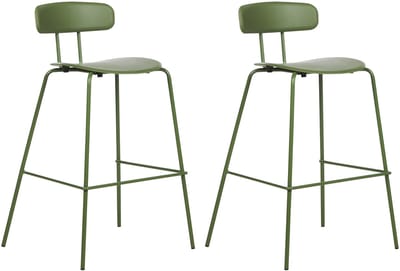 SIBLEY - Barkruk set van 2 - Groen - Synthetisch materiaal