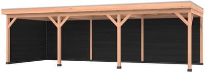 Douglas overkapping, 900 x 350, met zwarte achterwand en zijwand, Westwood Comfort Plus