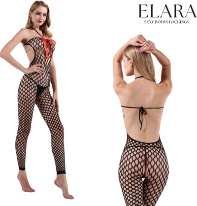 Elara - Orielle - Bodystocking Erotische Lingerie met Open Kruis - Catsuit - S t/m XL - Sexy Dames Lingerie