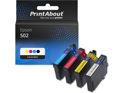 PrintAbout huismerk Inktcartridge 502 (C13T02V64010) 4-kleuren Multipack Geschikt voor Epson
