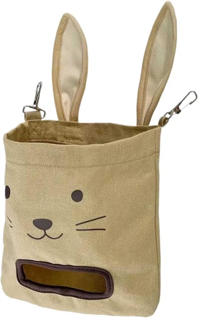 Konijnen Hooi Houder - Hooi Voeder Zak - Natuurlijk Voederen - Royale Hooi Opslag - 30x20x1 cm - Khaki