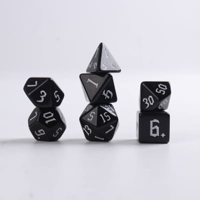 Lapi Toys - Dungeons and Dragons dobbelstenen - D&D dobbelstenen - D&D polydice - 1 set (7 stuks) - Acryl - Zwart