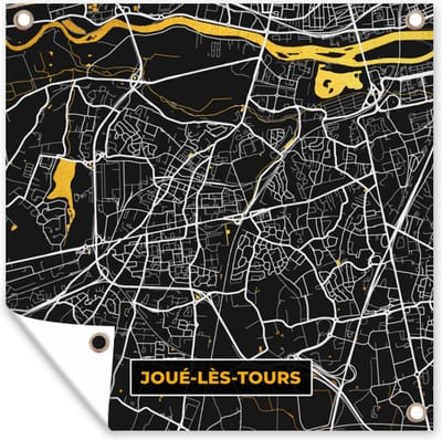 Tuin poster Joué-les-Tours - Kaart - Stadskaart - Frankrijk - Plattegrond - 200x200 cm - Tuindoek