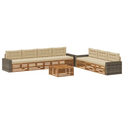 vidaXL - Buiten - bank - set - 8 - st - Natuurlijk - en - Beige - Polyester