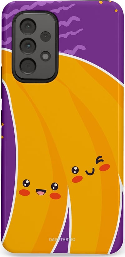 Casetastic hoesje geschikt voor Samsung Galaxy A53 (2022) 5G - Dubbellaagse bescherming - Blije Banaan - Fashion Case - Lavendel Geel