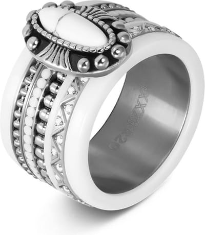 iXXXi invulring Indian White, Coral of Turquoise R05908 Zilver (2MM)