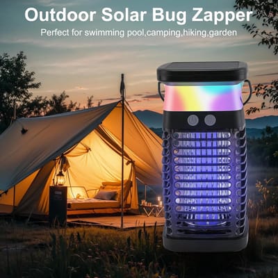 Muggenlamp op Zonne-energie - Muggenlamp - Elektrische Insectenlamp - Vliegenlamp - Werkt op zonne-energie/USB - UV LED Lampen - 22x107cm - Zwart