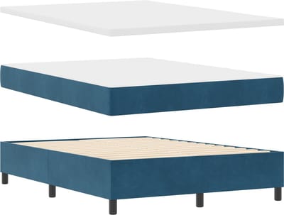 vidaXL - Boxspring - bed - met - kussen - Donkerblauw - 200 - x - 140 - cm - Fluweel