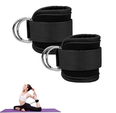 1 paar - 47.5x8 cm - Ankle Straps - Enkelbanden - enkelweerstandsbanden - voor bilspieroefeningen, beenstrekkers, sportschool - Sportaccessoires - Met Dubbele D-Ring - oefenhulpstuk voor bilspieroefeningen - voor Dames en Heren - zwart