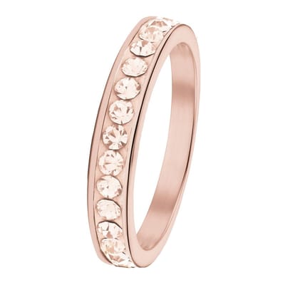 Lucardi Meisjes Kinder ring met plating - Rond - Kristal - Cadeau - Staal - Rosékleurig