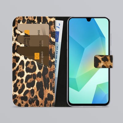 My Style Telefoonhoesje geschikt voor Samsung Galaxy A16 Hoesje | My Style Flex Wallet Bookcase Portemonnee | Pasjeshouder voor 3 Pasjes | Telefoonhoesje voor Pinpas / OV Kaart / Rijbewijs - Wild Leopard | Bruin