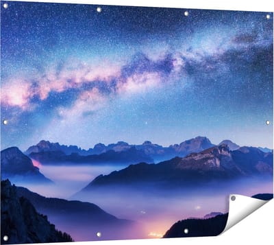 Gards Tuinposter Melkweg bij de Bergen in Itali� - 120x90 cm - Tuindoek - Tuindecoratie - Wanddecoratie buiten - Tuinschilderij