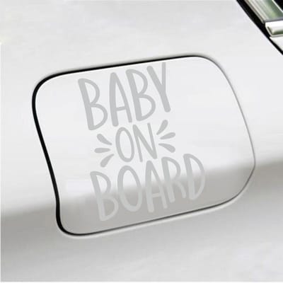 Bumpersticker - Baby On Board - 13 X 10 - Licht Grijs