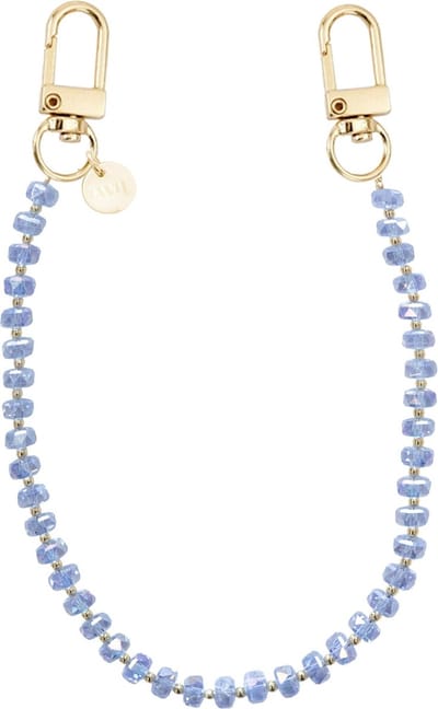 xoxo Wildhearts telefoonkoord - Crystal Cord - Kort koord - Geschikt voor iPhone - Geschikt voor Samsung - Universeel - Phone cord - Telefoonketting - Koord voor telefoon - Telefoon hanger - kristal - gouden details - kristallen - Blauw