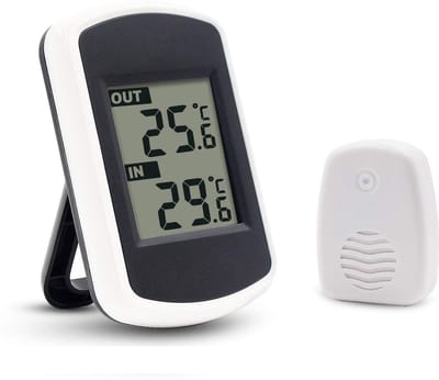 Draadloze LCD Thermometer - Weerstation-Temperatuursensor Binnen/Buiten - Weerstation - Mini Formaat - Voor Huis/Kantoor - Wit - 1 Stuk
