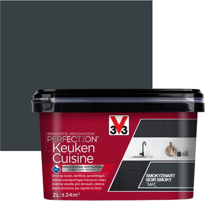 V33 Perfection Keuken - Smokey black - 2 l - Mat - 12 m²/l - Afwerkingslaag