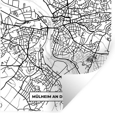 Muurstickers - Sticker Folie - Mülheim an der Ruhr - Plattegrond - Kaart - Stadskaart - 100x100 cm - Plakfolie - Muurstickers Kinderkamer - Zelfklevend Behang XXL - Zelfklevend behangpapier - Stickerfolie