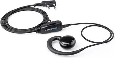 DerComms® Portofoon oortje voor Kenwood TK3201, TK3501, TK3401, TK3701, NX1200, NX1300 - C-ring met nylon mantel