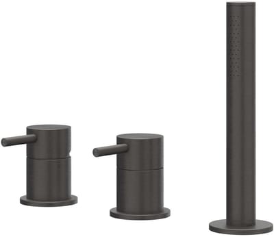 IVY Concord Badrandcombinatie 3-Gats Mengkraan met Uittrekbare Handdouche zonder Uitloop - Geborsteld RVS 316 Carbon Black PVD