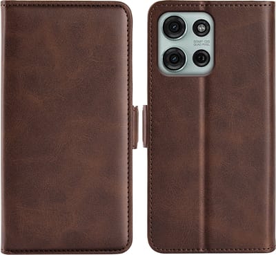 MobyDefend Hoesje - Geschikt voor Motorola Moto G75 - Luxe Wallet Book Case (Sluiting Zijkant) - Bruin