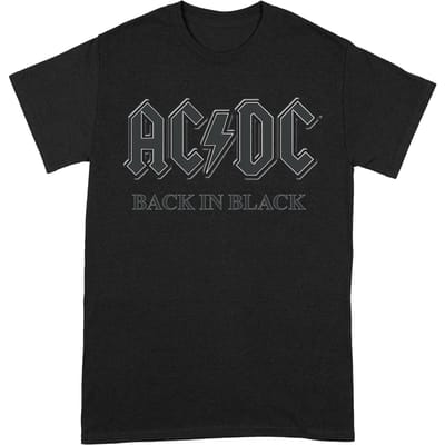 AC/DC Unisex T-shirt Volwassenen Terug In Zwart (Zwart/Grijs)
