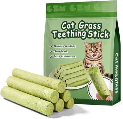 Natuurlijke Katten Snack: 180g Kattengras Sticks, Bevroren Snacks voor Tandverzorging en Haarballen, Teething Stok voor Gezonde Katten