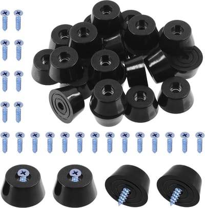 24 stuks zwarte rubberen voetpads met schroeven - antislip meubelpads voor tafels en stoelen