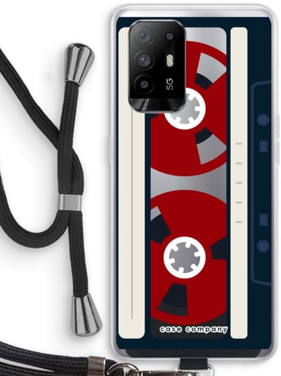 Case Company® - Hoesje met koord geschikt voor Oppo A94 5G hoesje met Koord - Here's your tape - Telefoonhoesje met Zwart Koord - Bescherming aan alle Kanten en Over de Schermrand