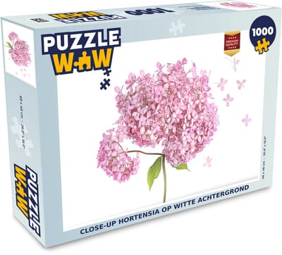 Puzzel Close-up hortensia op witte achtergrond - Legpuzzel - Puzzel 1000 stukjes volwassenen