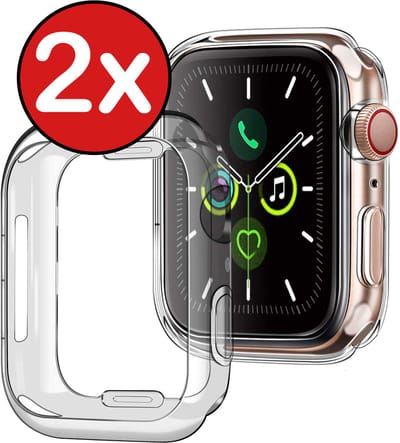 Hoesje - 2 Stuks - Geschikt voor Apple Watch SE (40mm) - Sterk & Shockproof - Siliconen Case Cover - Smartwatch Full Bumper Hoes - Transparant