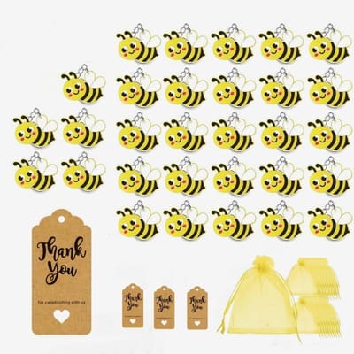 aladdien - Mini-sleutelhangers - Dierensleutelhangers - Perfect voor cadeau - Gele organzazak - Bijensleutelhangers - Geschikt voor 5 - 50 jaar - 30...