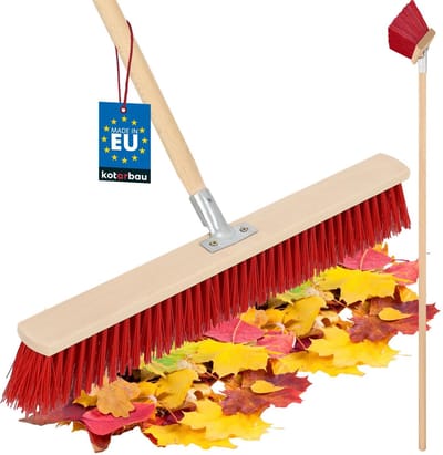 KOTARBAU® Bezemkop, Straatbezem, 65 cm, Veegbezem, Buitenbezem, Harde Nylonborstels, Tuinbezem, Stevige Straatbezem, Harde Bezem voor Buiten, met Steel, Hout, PVC