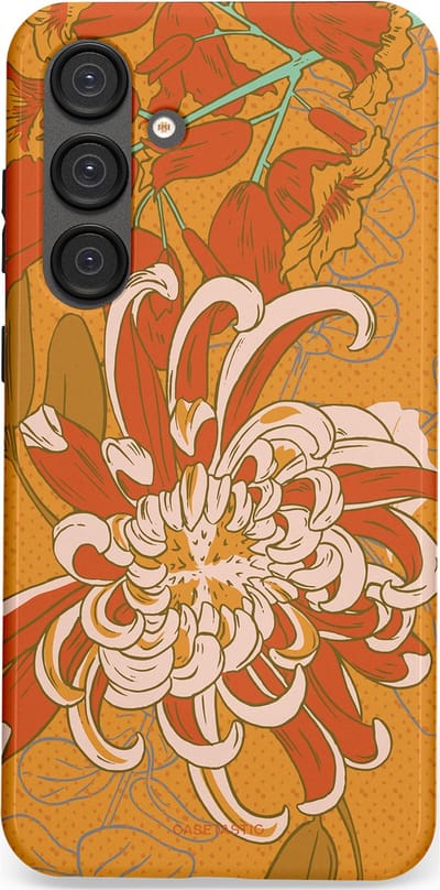 Casetastic hoesje geschikt voor Samsung Galaxy S25 Plus - Dubbellaagse bescherming - Bloemige lente - Fashion Case - Okergeel Terracotta Beige