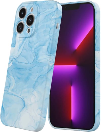 Smartphonica Telefoonhoesje Geschikt voor iPhone 13 Pro met Blauw Marmer Opdruk - Flexibel Softcase TPU - Backcover Case Blue Marble Design geschikt voor iPhone 13 Pro