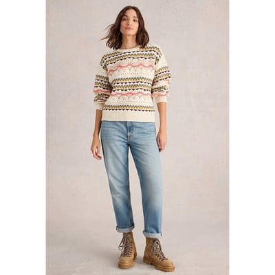 White Stuff Piper Pointelle Jumper White Multi Maat: 16 | Gebreide Truien Outlet | Dames | Ecru