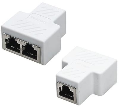 RJ45 Vrouw naar Vrouw Splitter Adapter voor Cat 5 / Cat 6 LAN Kabel - Dubbele Connector (2 Stuks)
