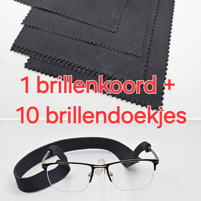 breed brillenkoord met 10 brillendoekjes / brilband / brilriem / brillenreiniger / schoonmaakmiddelen / zonnebrilkoord / elastisch bandje / unisex / brillenkoorden dames heren lanière pour lunettes / Aland optiek
