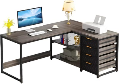 Hoekbureau Dublin - Computerbureau - 150cm - Grijs - Voor thuis of werk - Hout en metaal