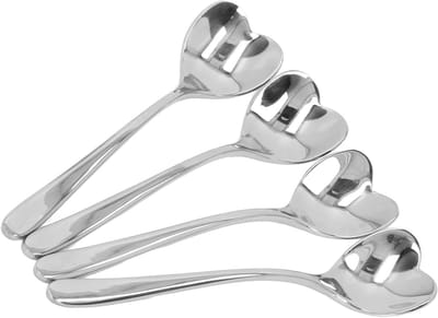 Set van 4 roestvrijstalen theelepels met hartvorm, kleine dessertlepels voor koffie, suiker en desserts, 102 x 24 mm