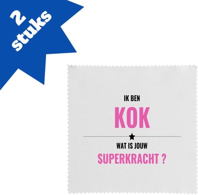 Akyol - ik ben kok wat is jouw superkracht? brillendoekjes - Kok - iemand die goed kan koken - mensen die kok zijn - kook liefhebbers - verjaardagscadeau - verjaardag - cadeau - kado - geschenk - gift - 17,8 bij 17,8 cm - 2 stuks