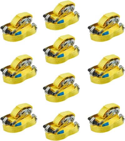 10x Spanband Met Ratel 4 Ton 10 Meter Gele Verstelbare Vastzetband