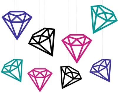 PartyDeco - Hangdecoratie Diamanten DIY - 8 stuks