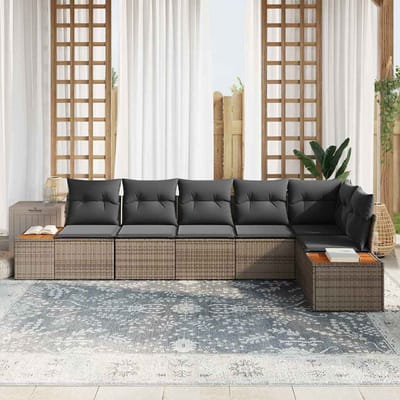 vidaXL - Tuinbank - Set - 6 - st - 6-Aantal - zitplaatsen - Grijs - Polyrattan