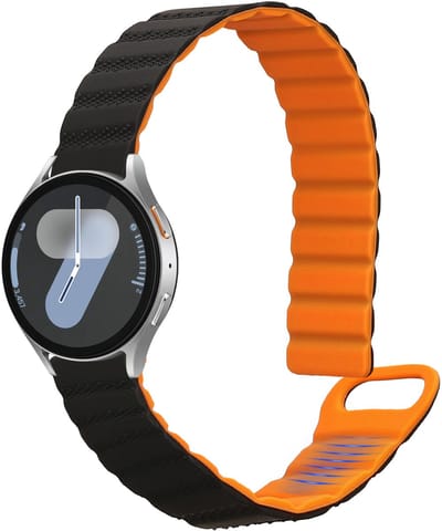 kwmobile sporthorloge band geschikt voor Samsung Galaxy Watch 4 / 5 / 6 Galaxy Watch 7 / FE bandje - Smartwatch of activity tracker polsband - Met magneetsluiting - In zwart / oranje