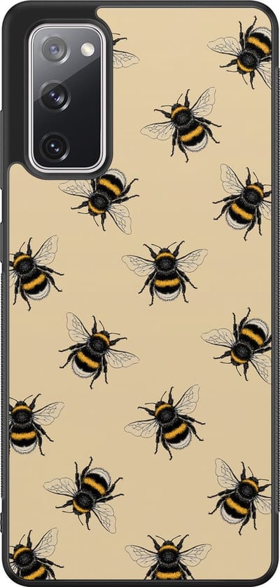 Leuke Telefoonhoesjes - Hoesje geschikt voor Samsung Galaxy S20 FE - Bijen print - Backcover zwart - Print / Illustratie - Bruin