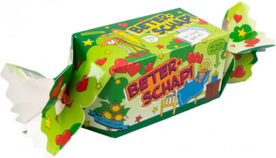 Snoeptoffee - Beterschap - Gevuld met Drop - In cadeauverpakking met gekleurd lint