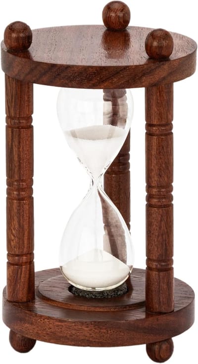 Zandloper - Tijdmeter Marine - Koken en Spelletjes - Drie Kolommen - 13.5 cm Hoog - Houtkleurig