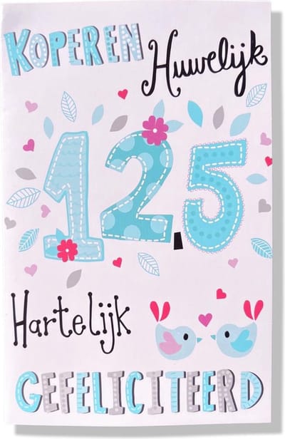 Getrouwd! Luxe huwelijk wenskaart 12,5 jarig jubilieum - 12x17cm - Gevouwen kaart inclusief envelop - Huwelijkskaart