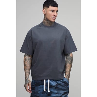 Tall Oversized Super Heavy Soft Touch T-Shirt | Charcoal | Size Small