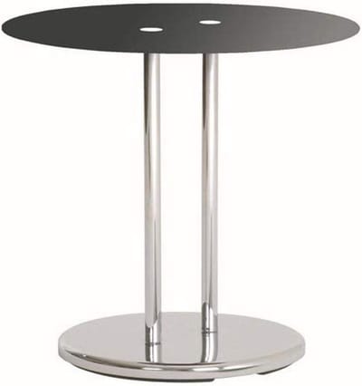 Moderne Bijzettafel - Ronde Tafel - Woonkamer Meubel - Veiligheidsglas Top - 55x40cm - Chroom Zwart